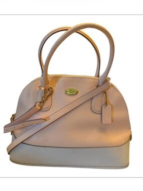 Coach Cora Domed Satchel Apricot / Chalk bicolor cross grain leather 34491